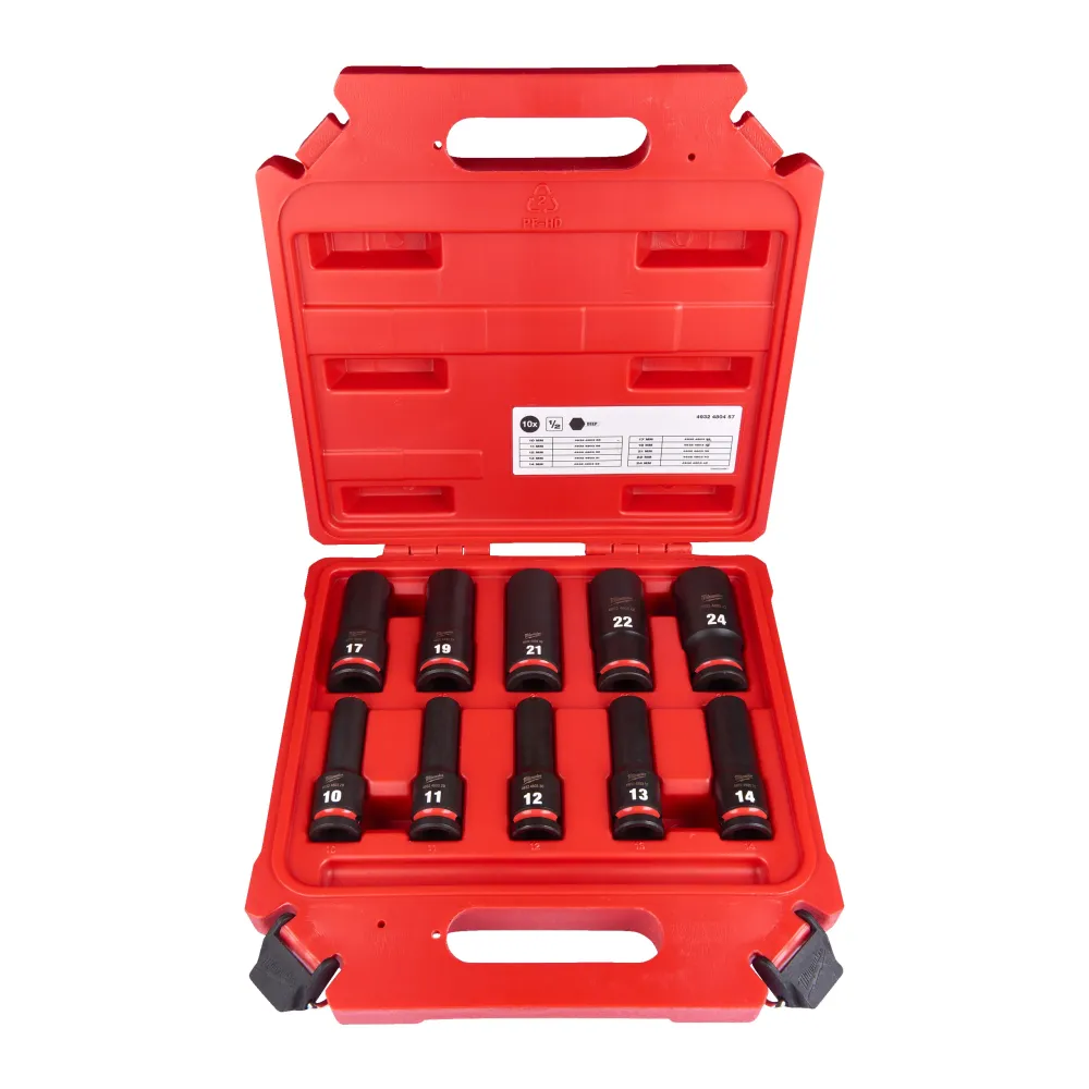 Milwaukee zestaw nasadek udarowych głębokich 1/2" 10szt. 4932480457