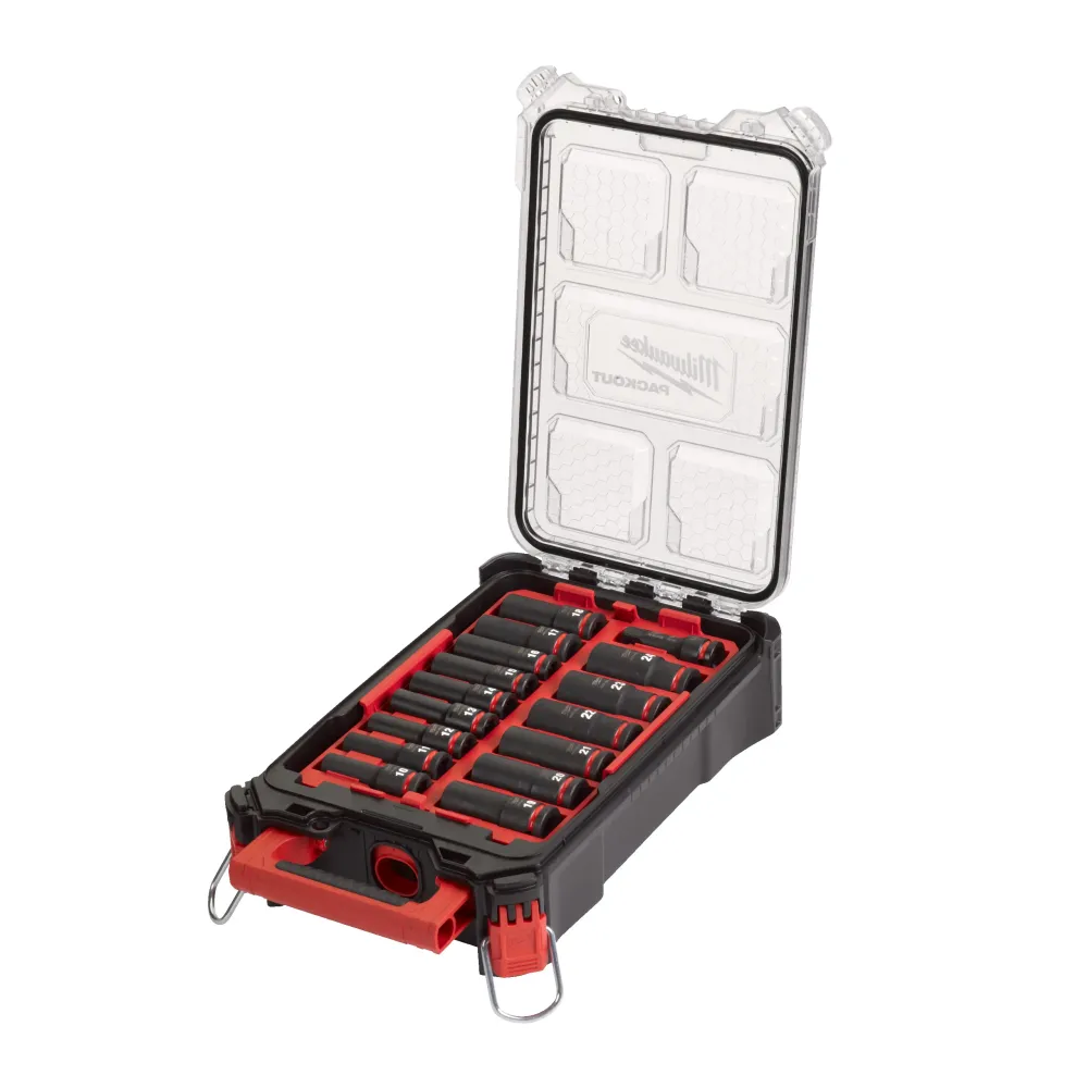 Milwaukee SHOCKWAVE™ IMPACT DUTY NASADKI UDAROWE 1/2" Zestaw nasadek udarowych Packout - 16 szt. 4932480943