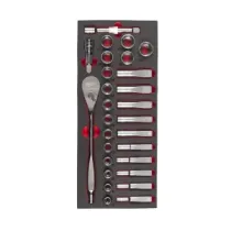 Milwaukee Zestaw grzechotek i nasadek 1/2" z wkładką piankową Zestaw grzechotek i nasadek 1/2" z wkładką piankową 4932479826