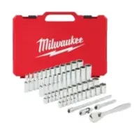 Milwaukee Zestaw grzechotek + nasadek 1/4 50 szt. Grzechotka napędowa + zestaw nasadek SAE + metryczne 4932464944