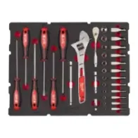 Milwaukee Zestaw grzechotek i nasadek 1/4" oraz zestaw śrubokrętów i kluczy Trilobe z wkładką piankową 4932480717