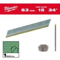 Milwaukee Gwoździe wykończeniowe 15G 15G / 34° / 63 mm / G / SC1 - 2.200 szt. 4932492578