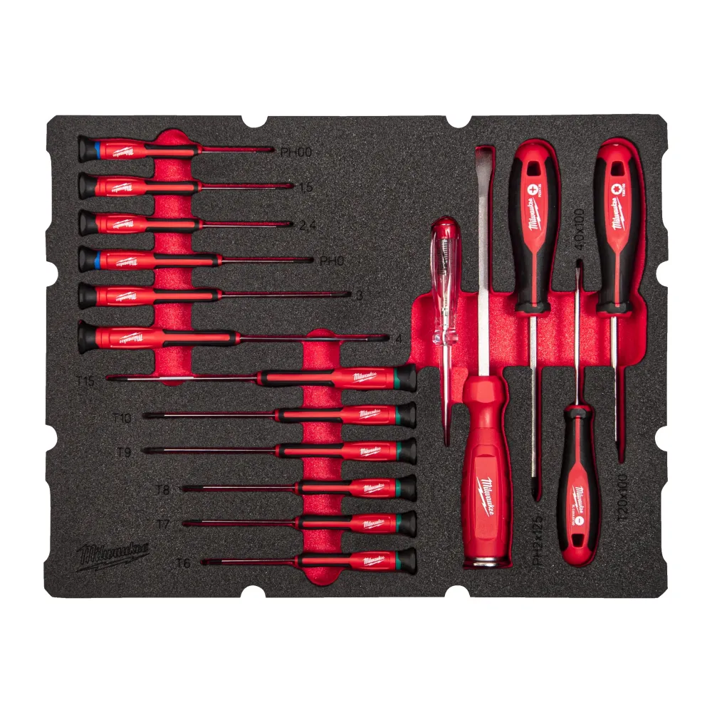 Milwaukee Packout Drawer Precyzyjny śrubokręt z wkładką piankową 4932493644