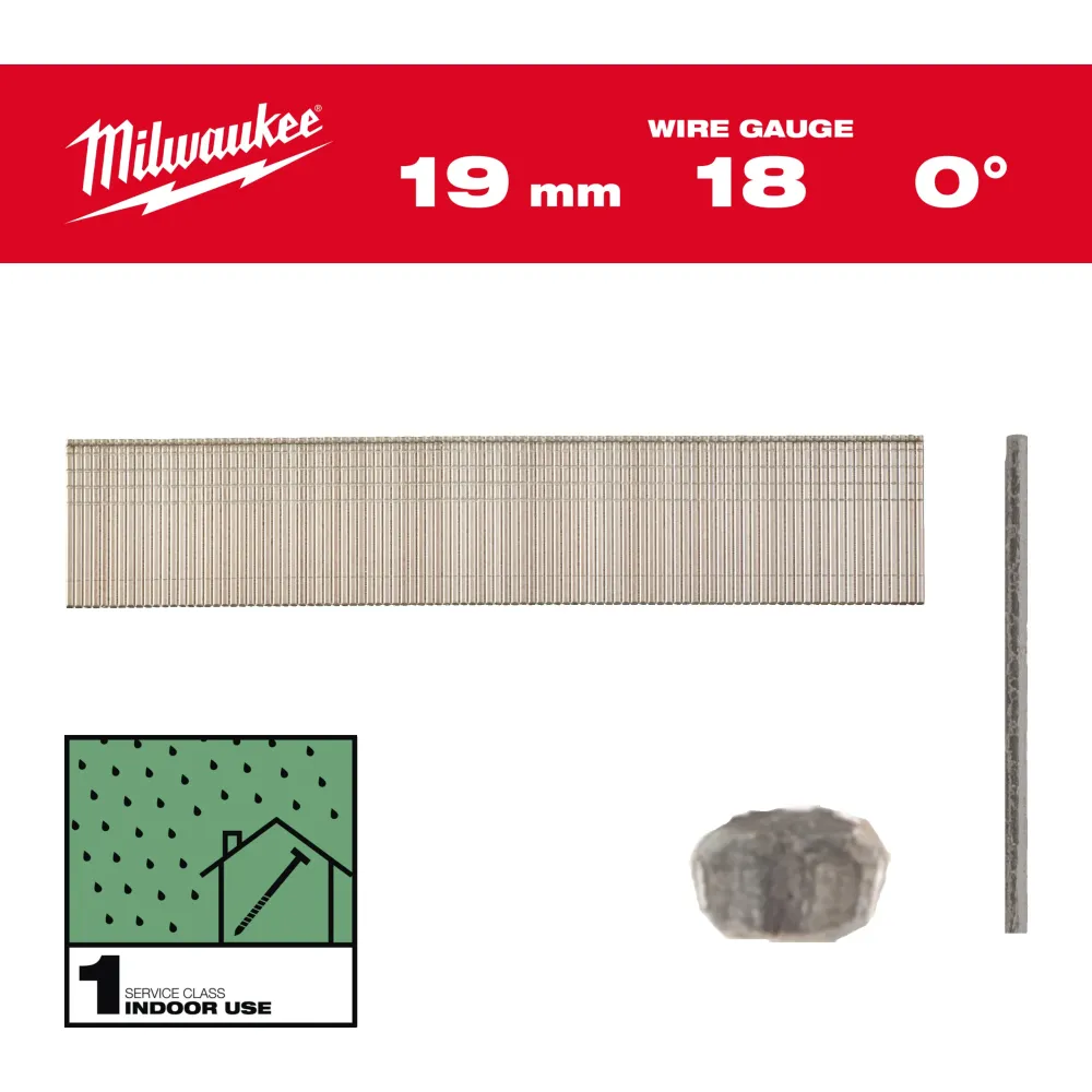 Milwaukee Gwoździe Brad 18G II 18G / 19 mm / RC / G / SC1 - 10,000 szt. 4932492550