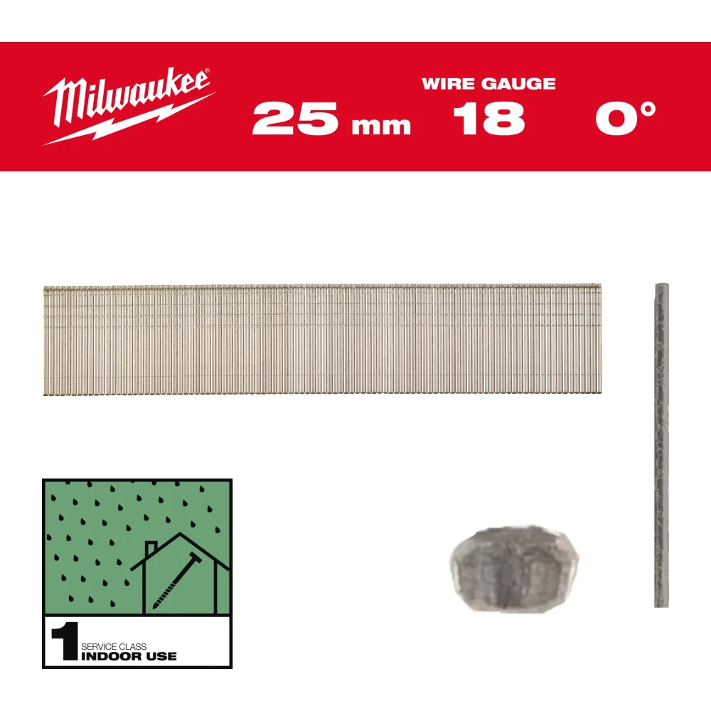 Milwaukee Gwoździe Brad 18G II 18G / 25 mm / RC / G / SC1 - 5,000 szt. 4932492551