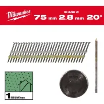 Milwaukee Gwoździe do ram 20° II 20° okrągła główka 75 mm / RS / B / SC1 - 2,000 szt. 4932492588