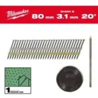 Milwaukee Gwoździe do ram 20° II 20° okrągła główka 80 mm / RS / B / SC1 - 1,750 szt. 4932492589