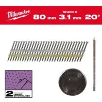 Milwaukee Gwoździe do ram 20° II 20° okrągła główka 80 mm / RS / G / SC2 - 1,750 szt. 4932492593