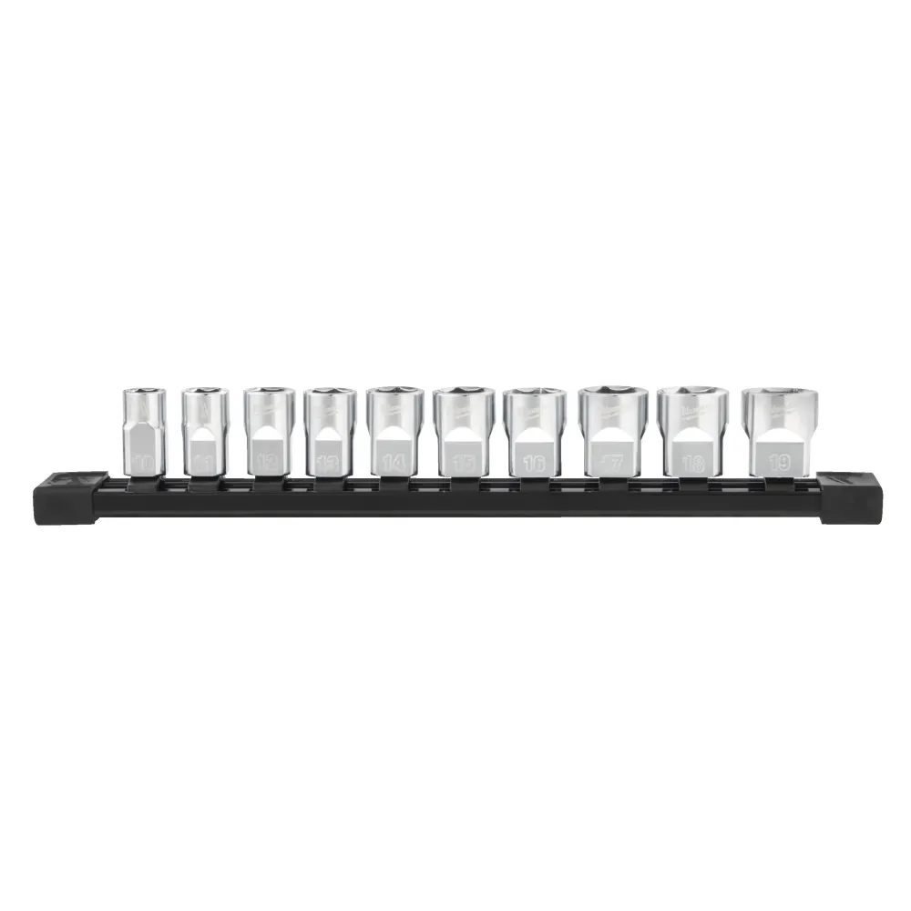 Milwaukee Zestawy nasadek 3/8" Drive Chrome Nasadki metryczne 3/8" Drive Chrome - 10 szt. 4932492507