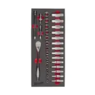 Milwaukee Zestaw grzechotek i nasadek 3/8" z wkładką piankową Zestaw grzechotek i nasadek 3/8" z wkładką piankową 4932479825