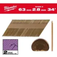 Milwaukee Gwoździe szkieletowe 34° II 34° D-Head 63 x 2,8 mm / RS / G / SC2 - 2,200 szt. 4932492607