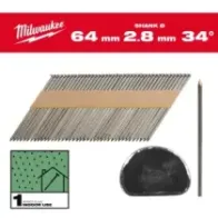 Milwaukee Gwoździe szkieletowe 34° II 34° D-Head 64 mm / SS / B / SC1 - 2,200 szt. 4932492596
