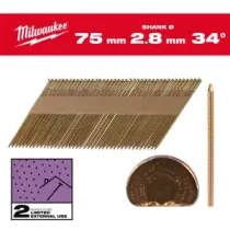 Milwaukee Gwoździe szkieletowe 34° II 34° D-Head 75 x 2,8 mm / RS / G / SC2 - 2,200 szt. 4932492608