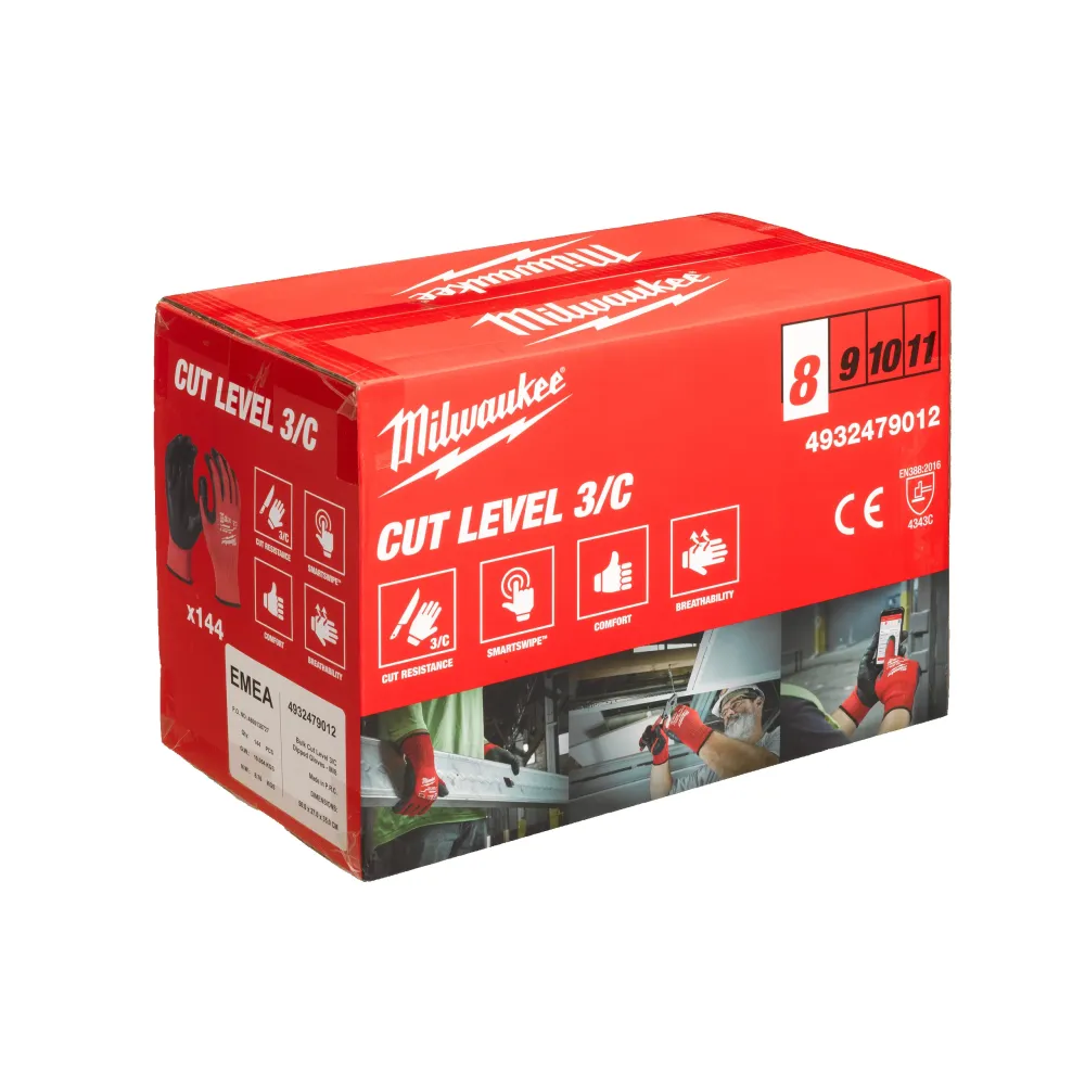 Milwaukee Rękawice Cut C Rękawice hurtowe Cut C - 8/M - 144 szt. 4932479012