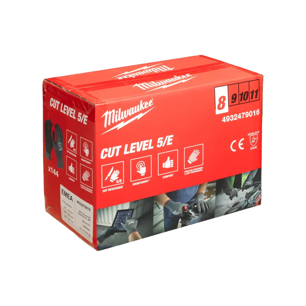 Milwaukee Cut E Gloves Luzem Rękawice Cut E - 8/M - 144 szt. 4932479016