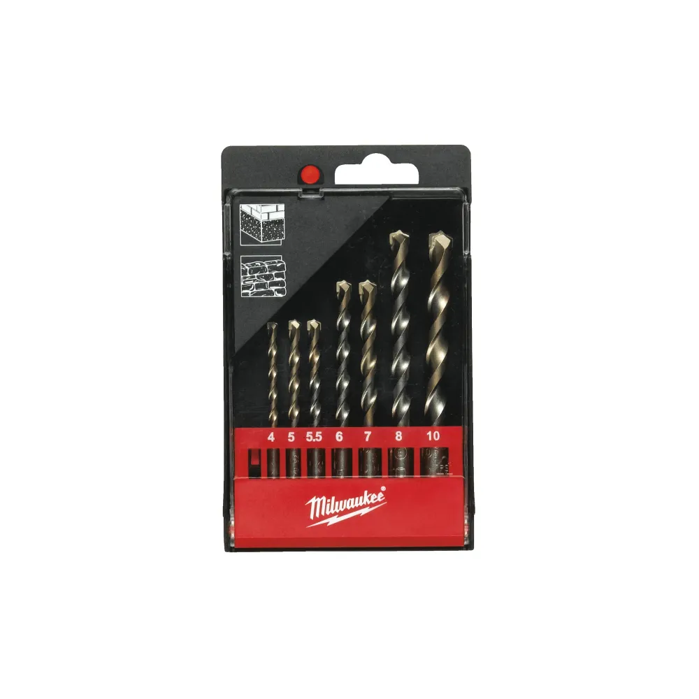 Milwaukee Wiertła do betonu - okrągły trzonek NG CDB 8 szt. Zestaw 2 4932480158