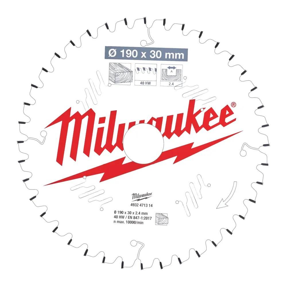 Milwaukee Tarcze tnące do pił ukosowych Gen II CSB MS W 190 x 30 x 2,4 x 40ATB neg. 4932471314