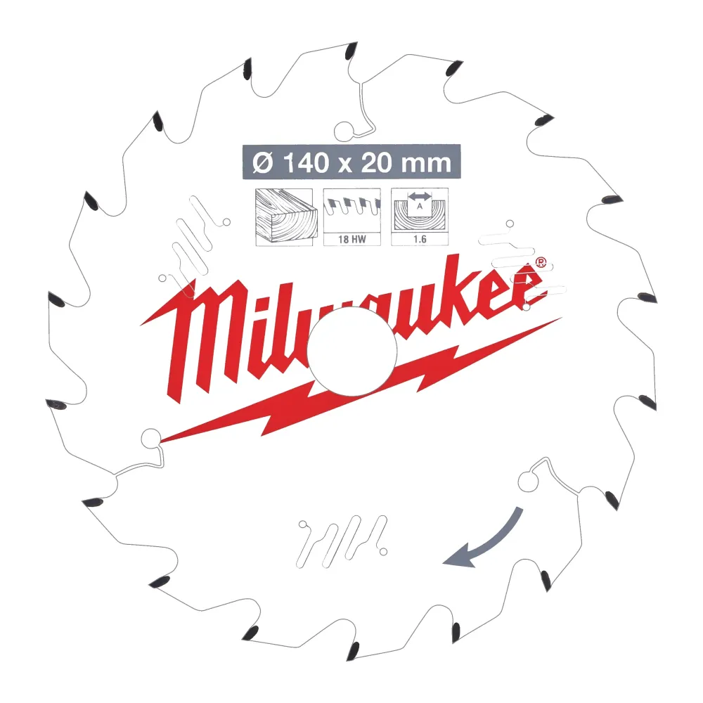Milwaukee Tarcze tnące do narzędzi przenośnych Gen II CSB PW 140 x 20 x 1,6 x 18ATB 4932471310