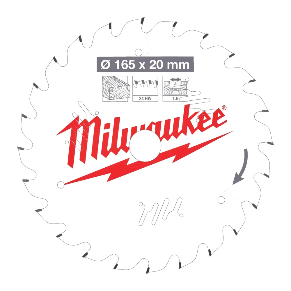 Milwaukee Tarcze tnące do narzędzi przenośnych Gen II CSB PW 165 x 20 x 1,6 x 24ATB 4932471931