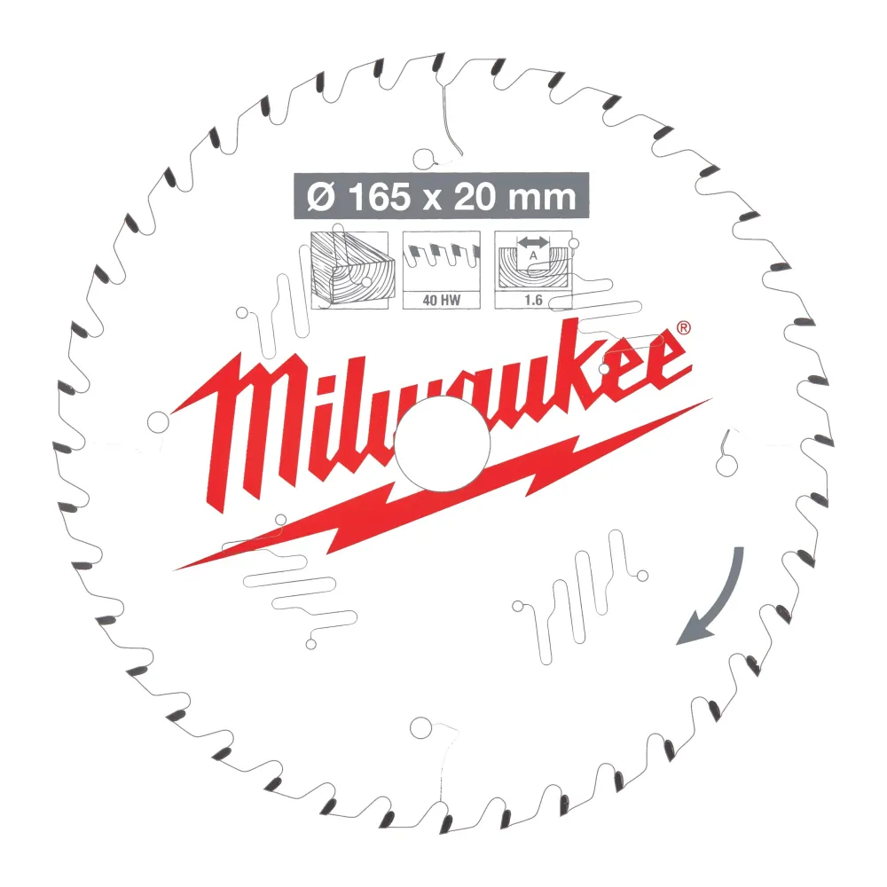 Milwaukee Tarcze tnące do narzędzi przenośnych Gen II CSB PW 165 x 20 x 1,6 x 40ATB 4932471932