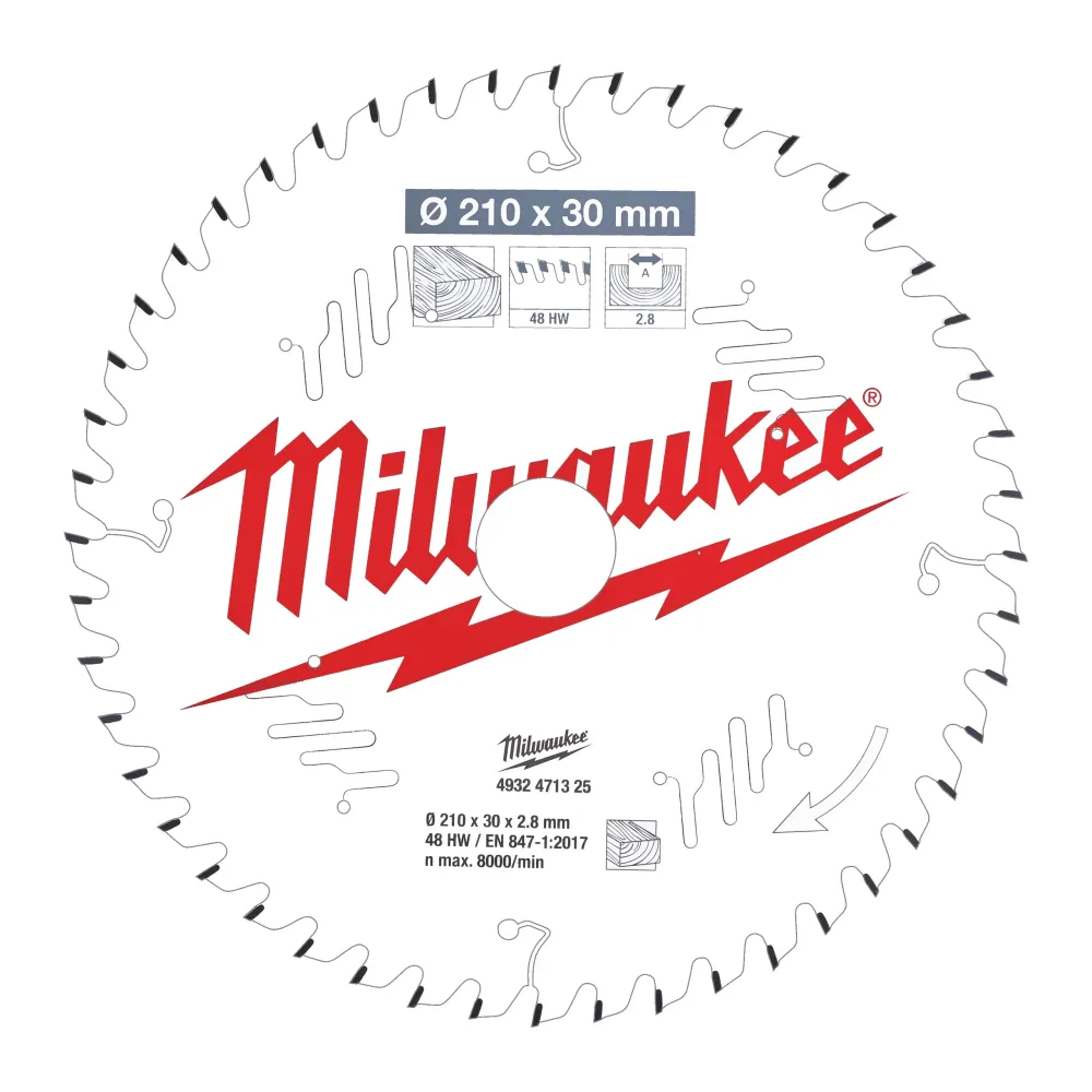Milwaukee Tarcze tnące do narzędzi przenośnych Gen II CSB PW 210 x 30 x 2,8 x 48ATB 4932471325