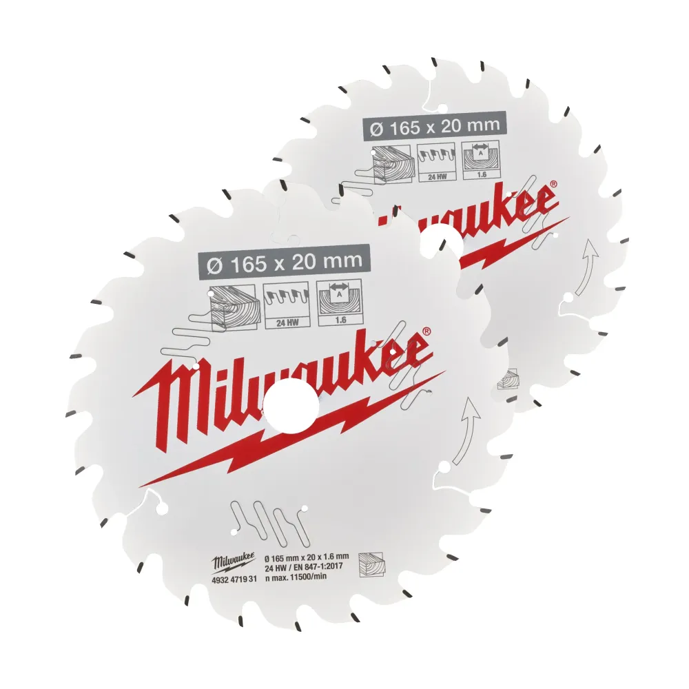 Milwaukee Tarcze tnące do narzędzi przenośnych Gen II CSB Twin Pack 165 x 20 x 40T/40T - 2 szt. 4932492433