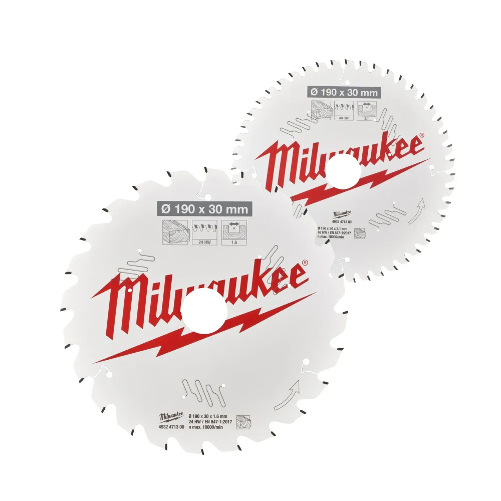 Milwaukee Tarcze tnące do narzędzi przenośnych Gen II CSB Twin Pack 190 x 24T/48T - 2 szt. 4932479574