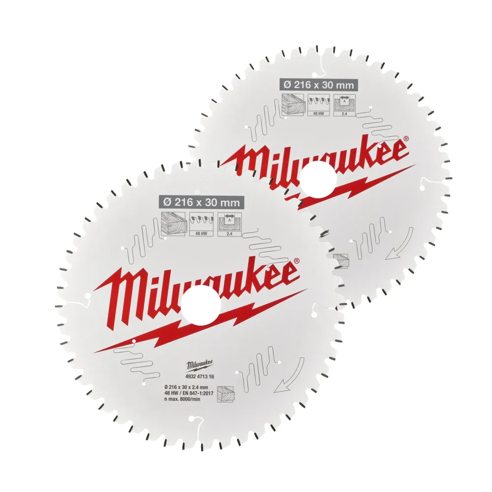Milwaukee Tarcze tnące do pił ukosowych Gen II CSB Twin Pack 216 x 48T/60T - 2 szt. 4932479575
