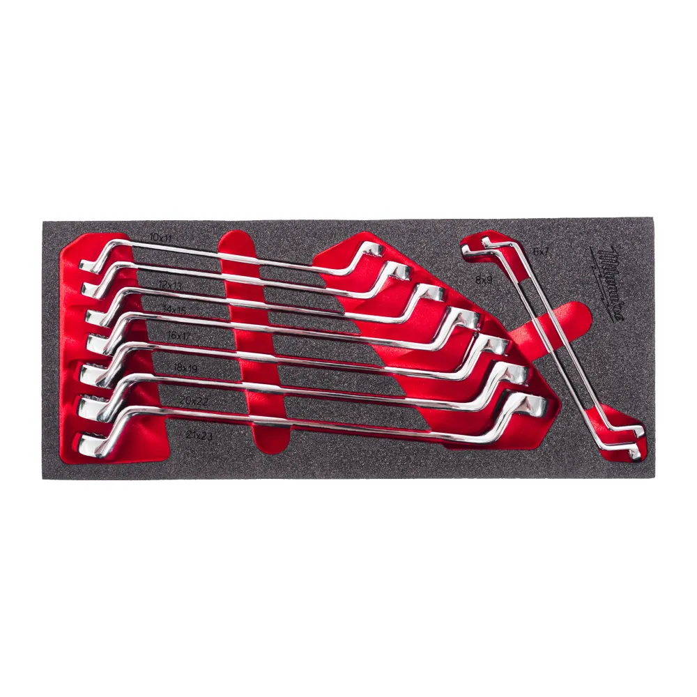 Milwaukee Zestaw kluczy nasadowych Double Ring Offset Spanner z wkładką piankową 9 szt. 4932499086