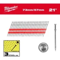 Milwaukee 21° Gwoździe Duplex Gwoździe Duplex 21° Głowica okrągła 73 mm / 57 mm - 2000 szt. 4932498155