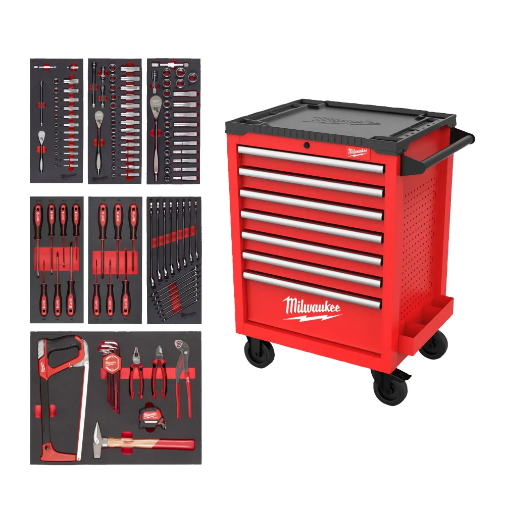 Milwaukee Filled Toolguard 27"/69 cm Wypełniony TOOLGUARD™ 27˝/69 cm 7 szuflad stalowa szafka na kółkach 131 szt. 4932499182