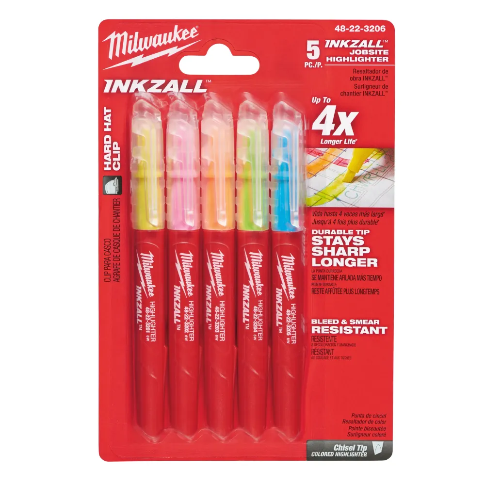Milwaukee Zakreślacze Inkzall Zakreślacze INKZALL kolorowe - 5 szt. 48223206