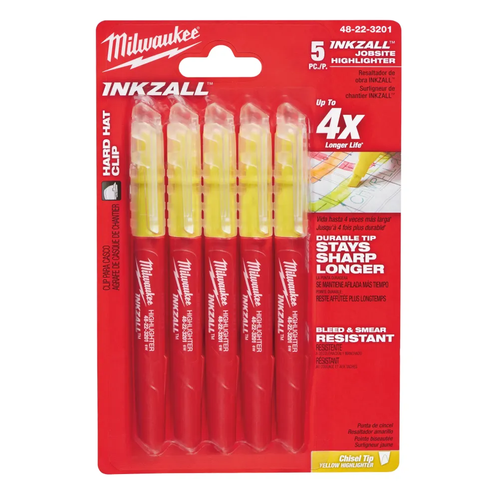 Milwaukee Zakreślacze Inkzall Zakreślacze INKZALL żółte - 5 szt. 48223201