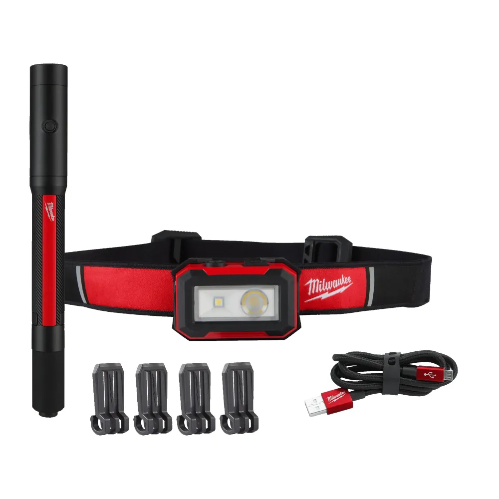 Milwaukee IR HL450PL250 Rechargeable Power Pack latarka czołowa + latarka ręczna 4933492104