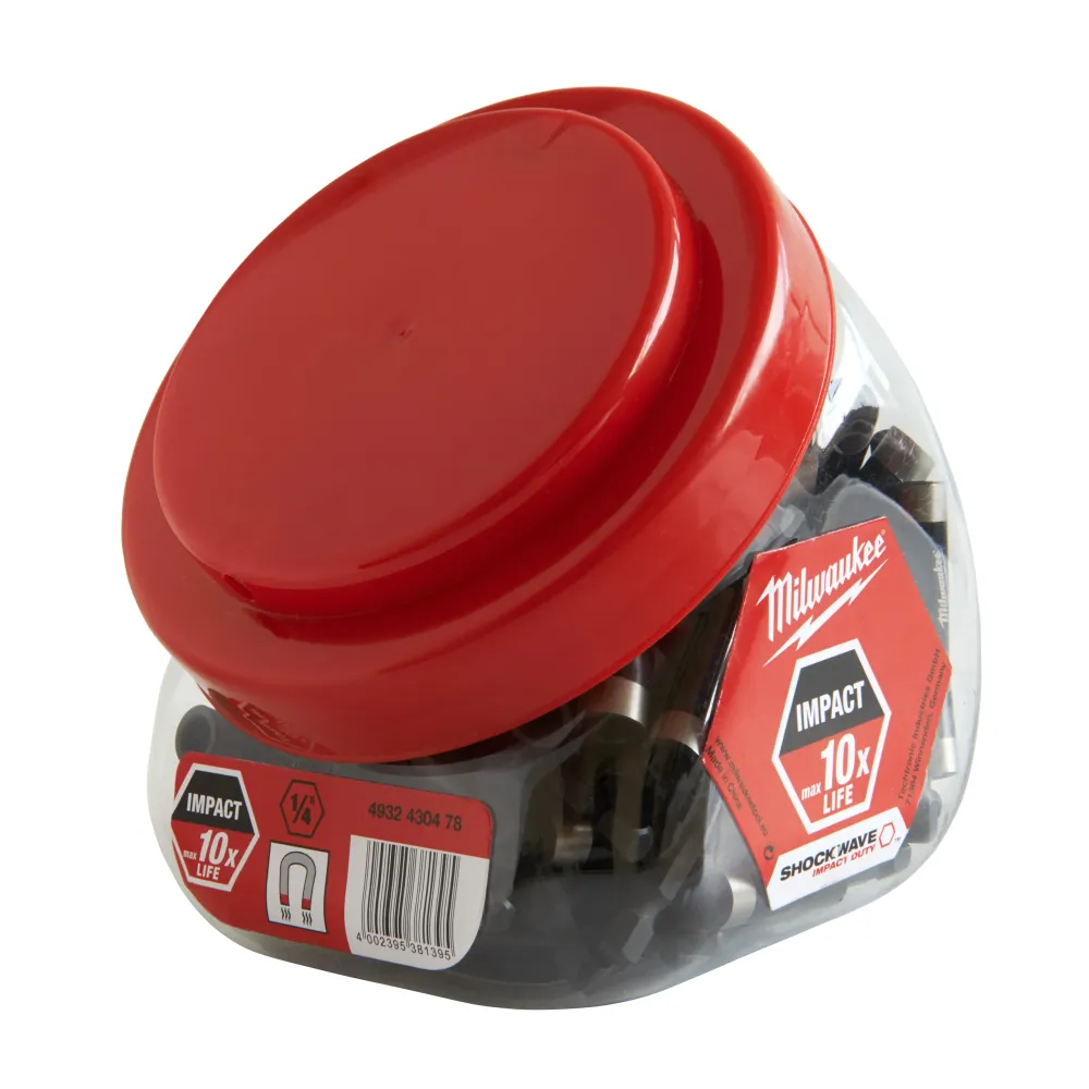 Milwaukee Uchwyty magnetyczne do bitów Shockwave Uchwyt magnetyczny do bitów 60 mm - słoik (100 szt.) - 1 szt. 4932430478