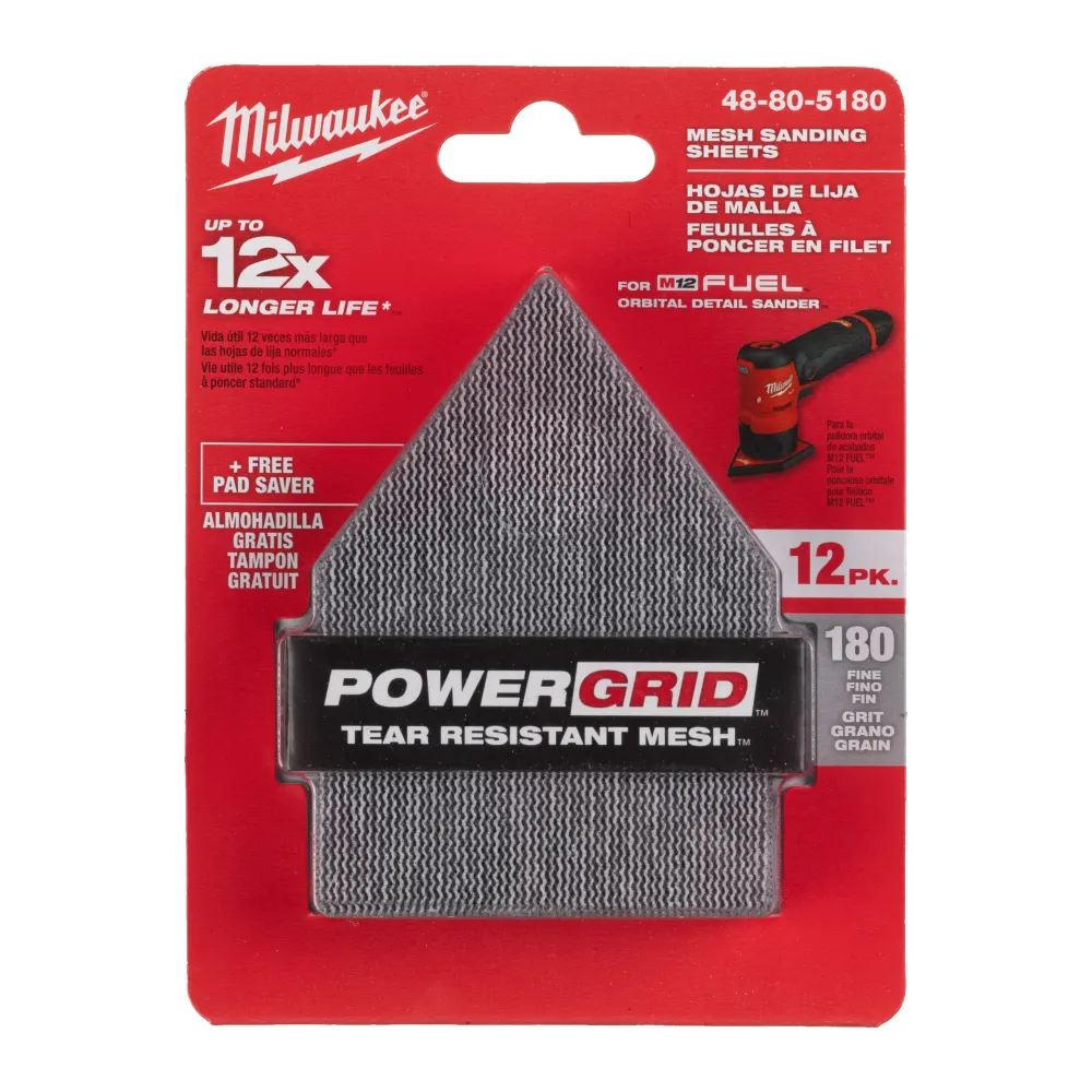 Milwaukee Siatki do siatki M12 FDSS 67 x 92 G180 - 12 szt. + podkładka zabezpieczająca 48805180