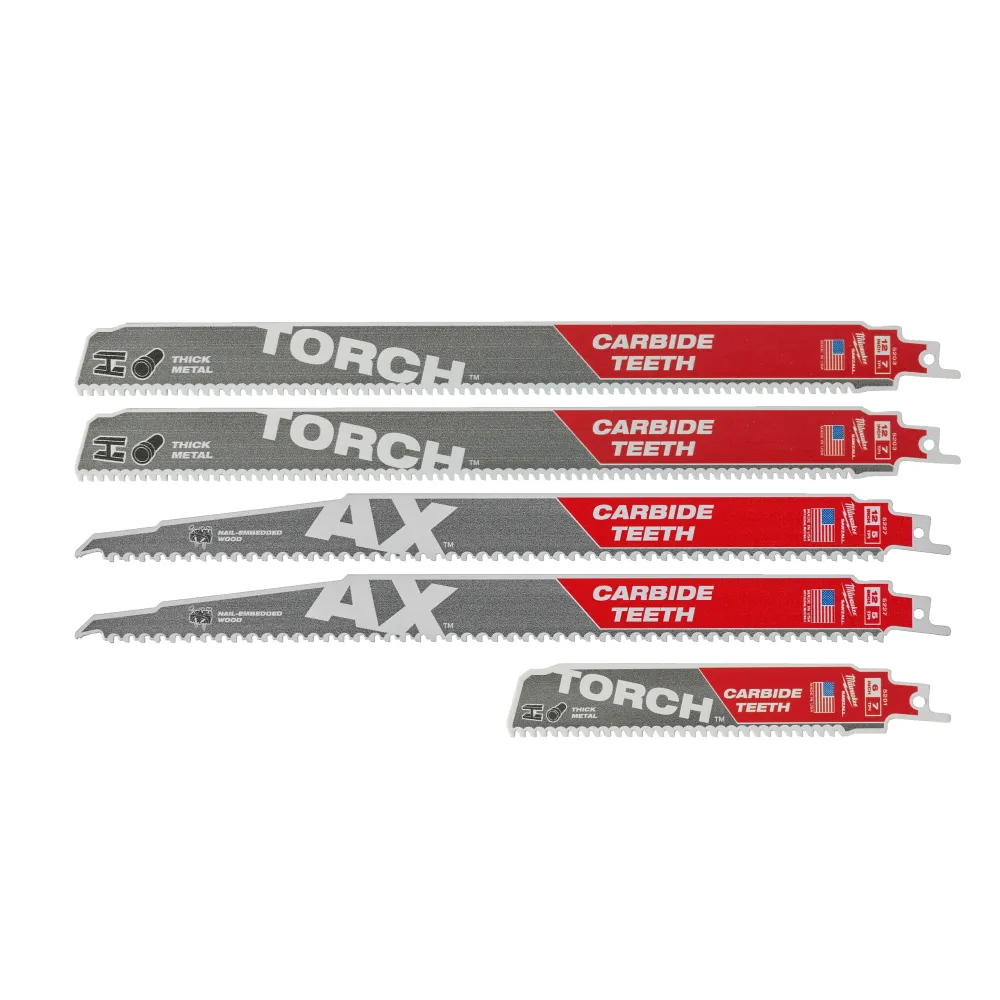 Milwaukee Zestawy ostrzy Sawzall Zestaw ostrzy SAWZALL Carbide 5 szt. do rozbiórki 49222206