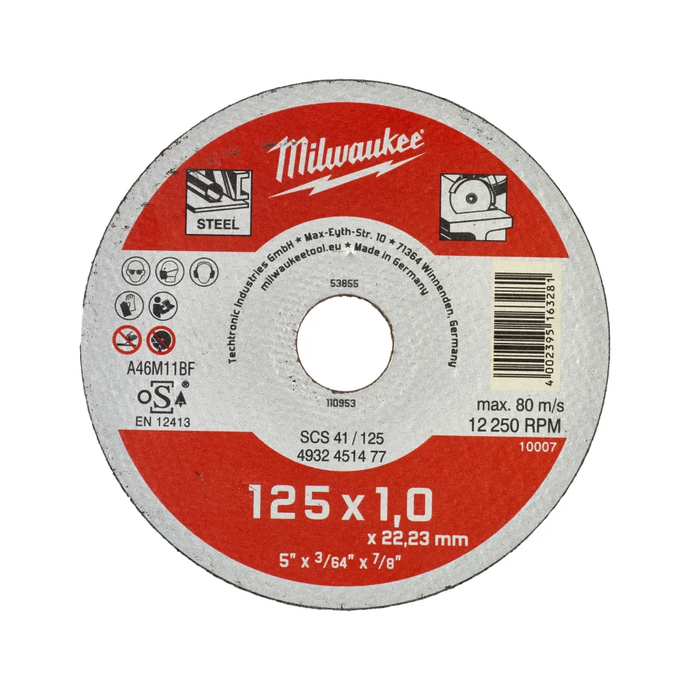 Milwaukee Tarcze tnące do metalu Thin - seria Contractor SCS 41 / 125 x 1 x 22 mm Seria Contractor - 200 szt. 4932451478