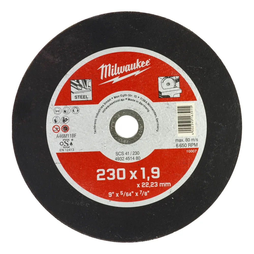 Milwaukee Tarcze tnące do metalu Thin - seria Contractor SCS 41 / 230 x 1,9 x 22 mm Seria Contractor - 1 szt. 4932451480