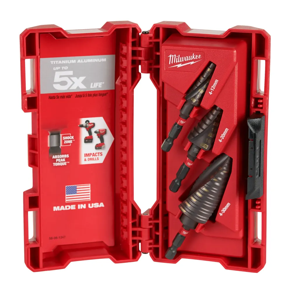 Milwaukee Shockwave Step Drills ShW zestaw wierteł stopniowych (3 szt.) 48899266