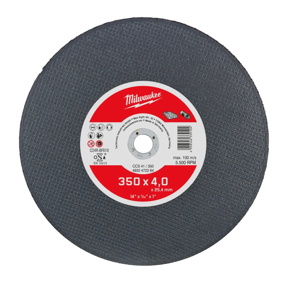 Milwaukee Thin Ductile, Stone i Multi Material Disc Tarcza tnąca do kamienia CCS41 350x4mm-1 szt. 4932472264