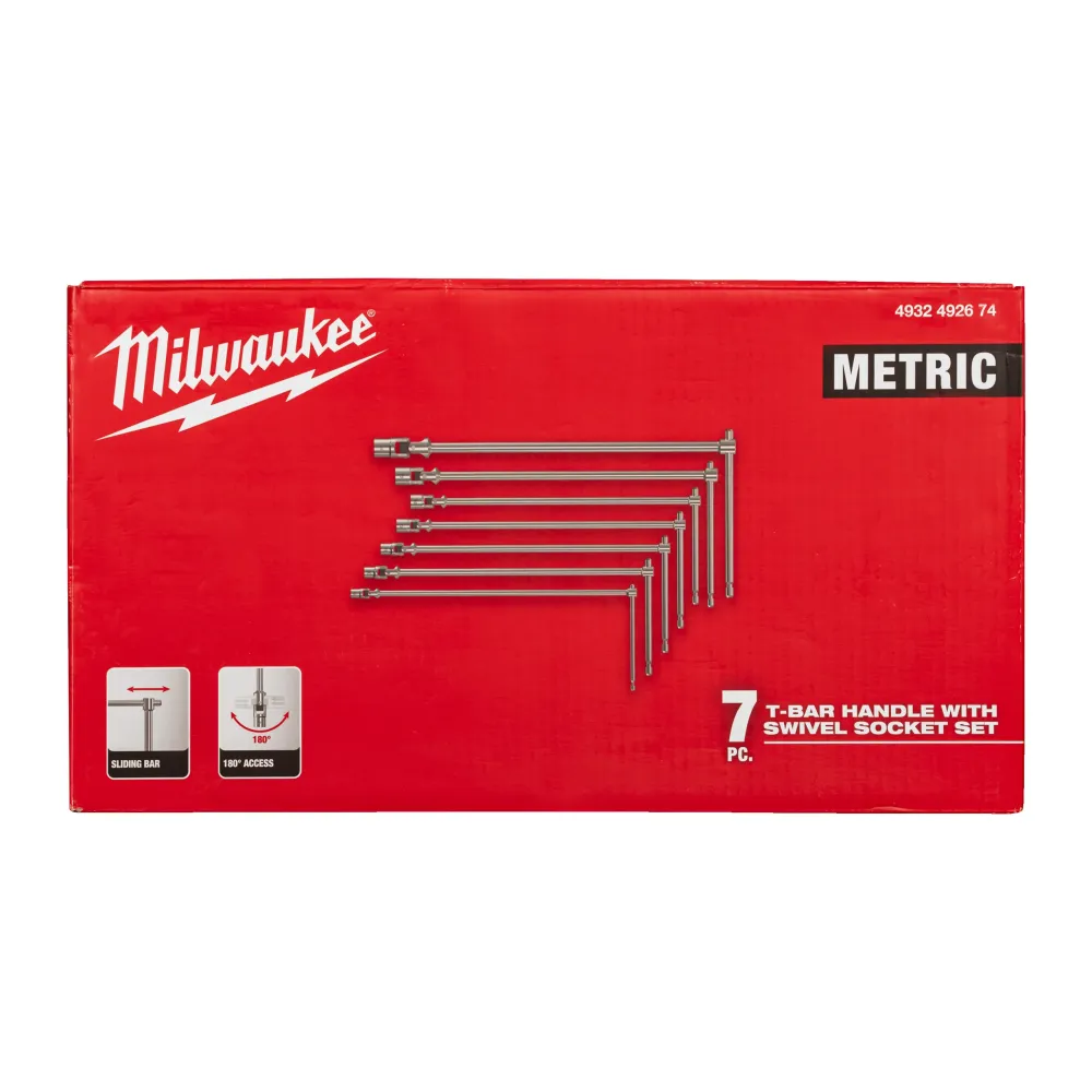 Milwaukee Uchwyt T-bar z obrotowym gniazdem Zestaw - 7 szt. Uchwyt T-bar z obrotowym gniazdem Zestaw - 7 szt. 4932492674