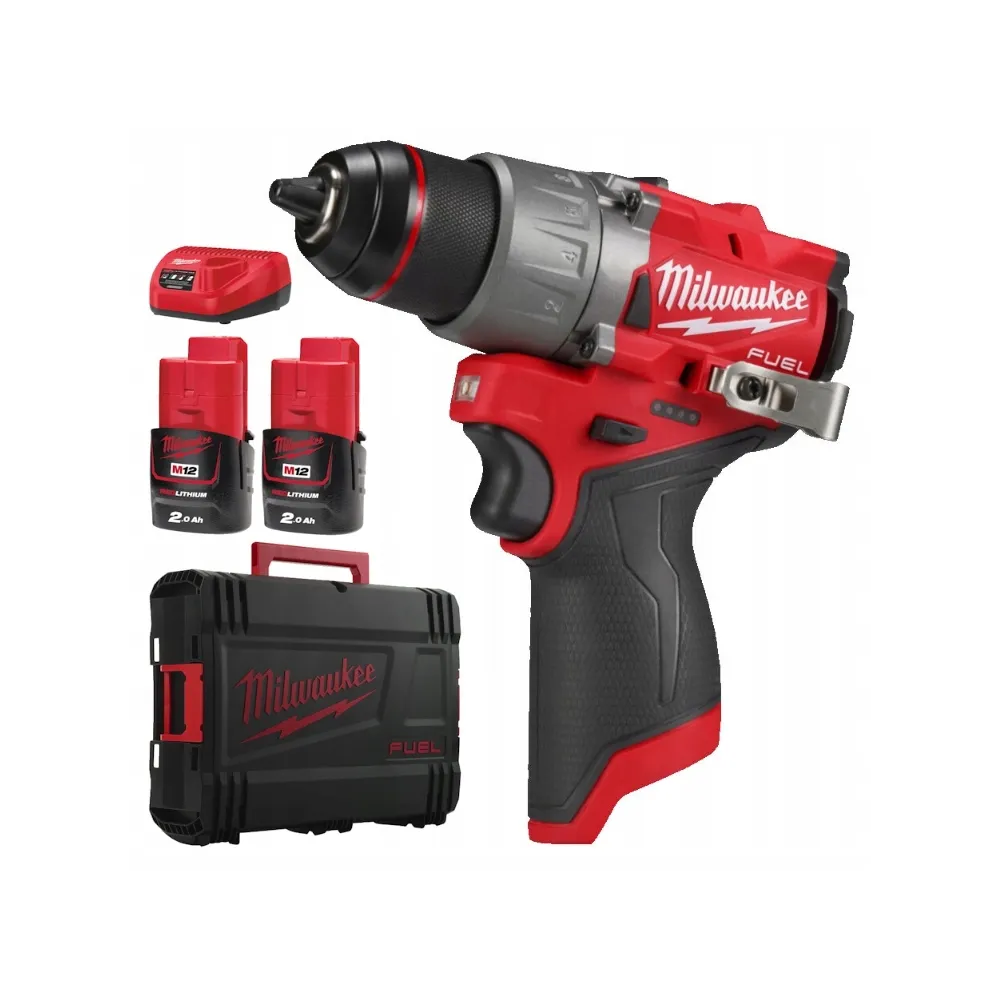 Milwaukee M12 FPD2-202X FUEL™ – subkompaktowa wiertarko-wkrętarka udarowa 12V 37Nm z 2x2,0Ah i walizką | SanPro.Net