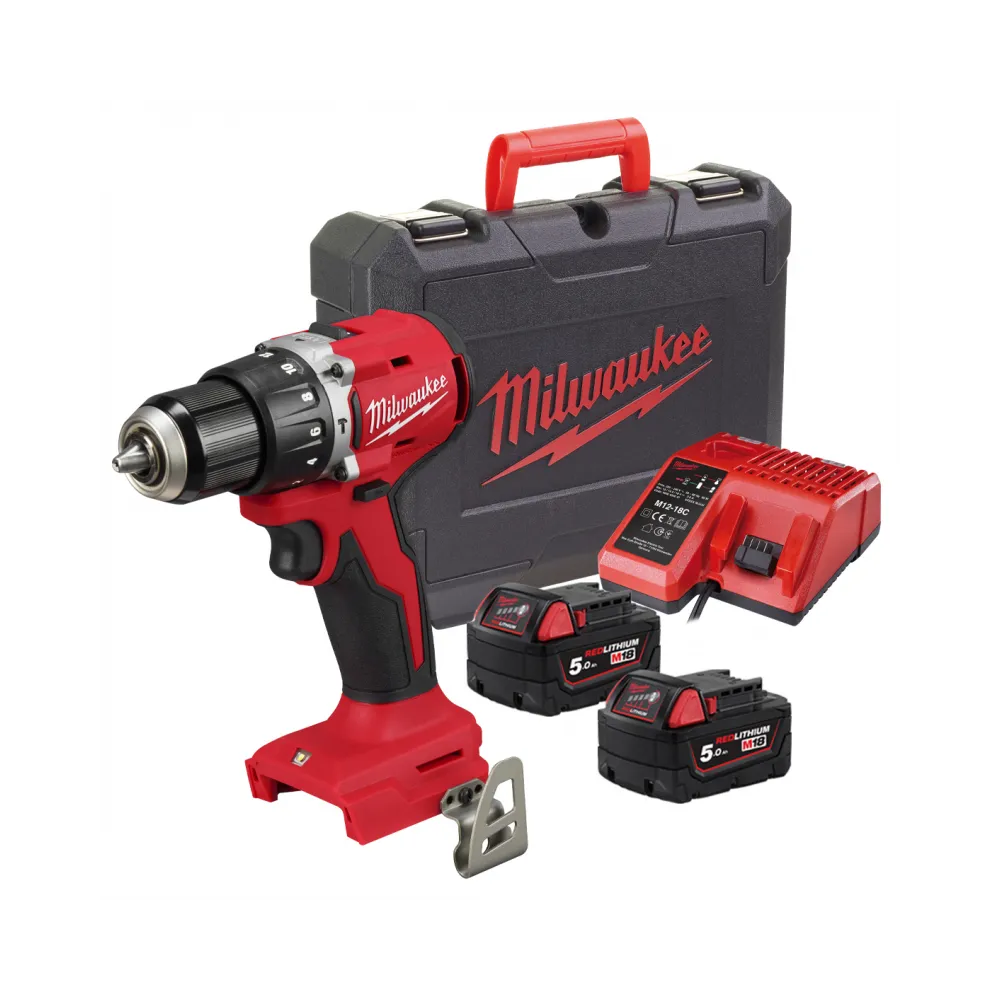 Milwaukee M18 BLDDRC-502C kompaktowa wiertarko-wkrętarka 18V 60,5Nm + 2x5,0Ah + ładowarka | Sanpro.net