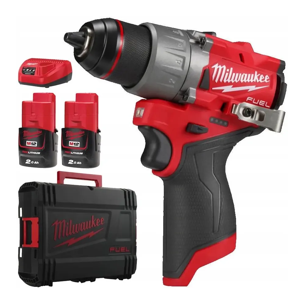 Milwaukee M12 FDD2-202X FUEL™ subkompaktowa wiertarko-wkrętarka 12V 37Nm + 2x2,0Ah + ładowarka | Sanpro.net