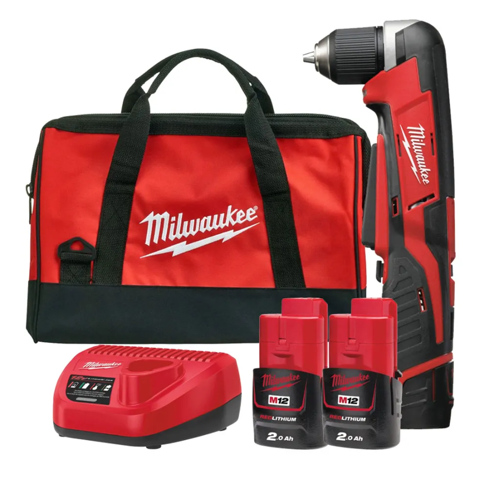 Milwaukee C12 RAD-202B subkompaktowa wiertarko-wkrętarka kątowa 12V 2×2,0Ah | SanPro.Net