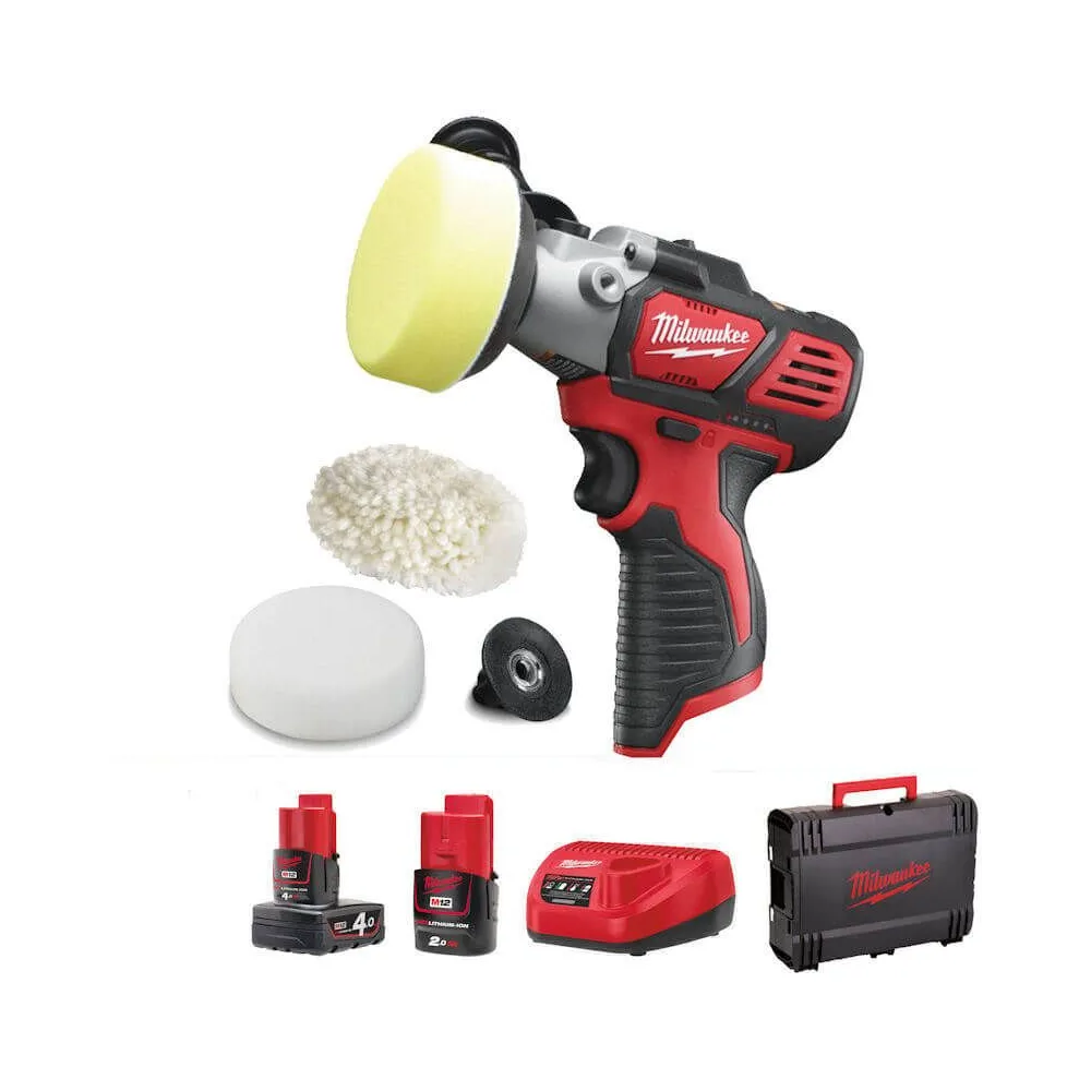 Milwaukee M12 BPS-421X subkompaktowa polerka/szlifierka 12V 76mm + 2,0ah + 4,0ah + ładowarka w walizce 4933447799
