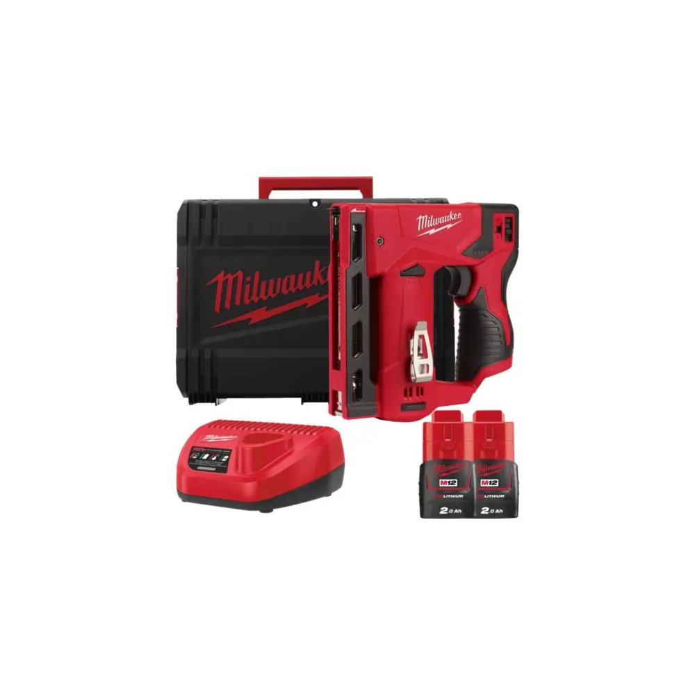 Milwaukee M12 BST-202X – subkompaktowy zszywacz 12V z 2×2,0 Ah i walizką