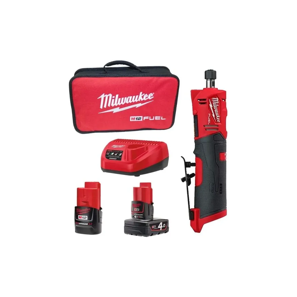 Milwaukee M12 FDGS-422B FUEL™ – trzpieniowa szlifierka prosta 12V z akumulatorami i ładowarką | SanPro.Net