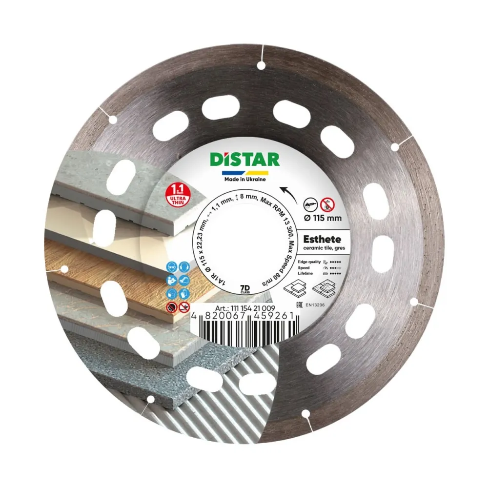 Diamentowa tarcza tnąca Distar 115x1,1 Esthete | Precyzyjne cięcie gresu i ceramiki